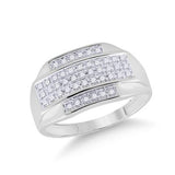 10K Gold Round Diamond Rectangle Cluster Ring 1/3 Cttw