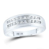 10K Gold Round Diamond Wedding 2-Row Band Ring 1/4 Cttw