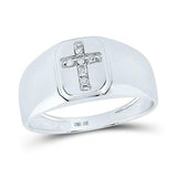 10k Gold Men's Diamond Cross Band Ring 1/20 CTTW