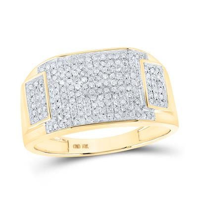 10K Gold Round Diamond Rectangle Cluster Ring 1/2 Cttw