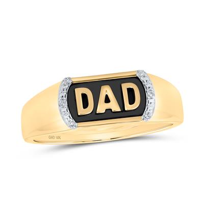 10K Gold Round Diamond Dad Band Ring .02 Cttw