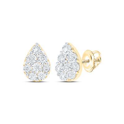 10K Gold Round Diamond Teardrop Earrings 1/5 Cttw