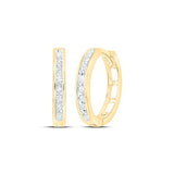 10K Gold Round Diamond Hoop Earrings 1/5 Cttw