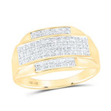 10K Gold Round Diamond Rectangle Cluster Ring 1/3 Cttw