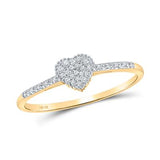 10K White Gold Round Diamond Slender Heart Ring 1/20 Cttw