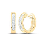 10K Gold Round Diamond Small Huggie Earrings 1/20 Cttw
