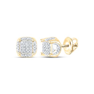 10K White Gold Round Diamond Cluster Stud Earrings 1/5 Cttw