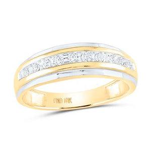10K Two-Tone Gold Round Diamond Wedding Band Ring 1/4 Cttw