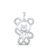10K Gold Round Diamond Teddy Bear Animal Nicoles Dream Collection Pendant 1/6 Cttw