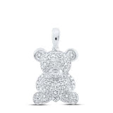 10K Gold Round Diamond Teddy Bear Animal Nicoles Dream Collection Pendant 1/2 Cttw