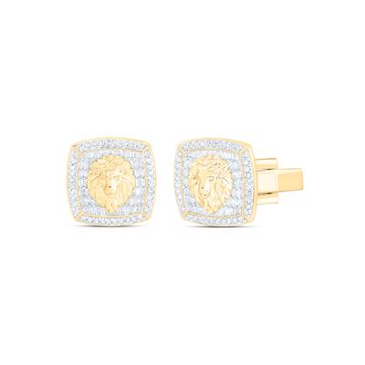 1 1/4Ctw-Dia Cushion Cuff Links With Lion Face