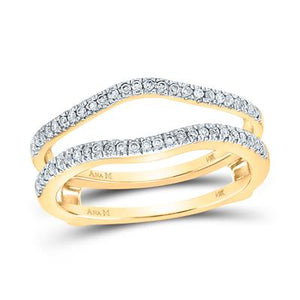 14K Gold Round Diamond Ring Guard Wrap Solitaire Enhancer Band 1/4 Cttw