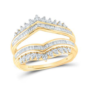 14K Gold Round Diamond Wedding Wrap Ring Guard Enhancer 3/4 Cttw
