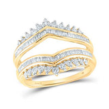 14K Gold Round Diamond Wedding Wrap Ring Guard Enhancer 3/4 Cttw