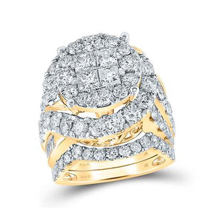 14K White Gold Princess Diamond Bridal Wedding Ring Set 5-5/8 Cttw