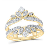 14K Gold Round Diamond Flower Wrap Ring Enhancer Yellow