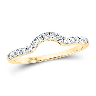 14K Gold Round Diamond Curved Wedding Band Ring 1/4 Cttw