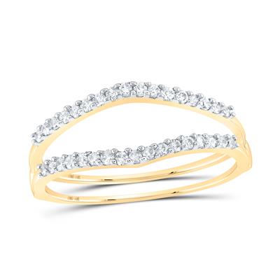 14K Gold Round Diamond Ring Guard Wrap Enhancer Wedding Band 1/4 Cttw