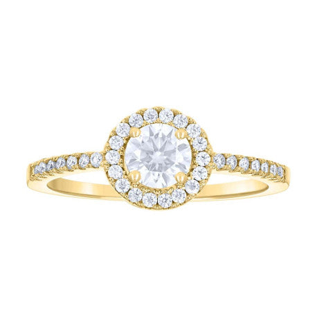 14kt Yellow Gold Womens Moissanite Engagement Ring