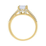 14kt Yellow Gold Womens Cushion-cut Round Moissanite Engagement Ring