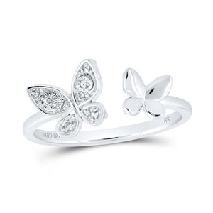 10K Gold Round Diamond Butterfly Ring .03Cttw Rose