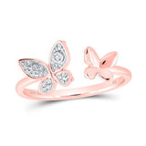 10K Gold Round Diamond Butterfly Ring .03Cttw Rose