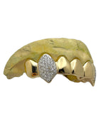 Polished grillz with Prong Set Diamond Vamp Fangs 8pc Top or Bottom