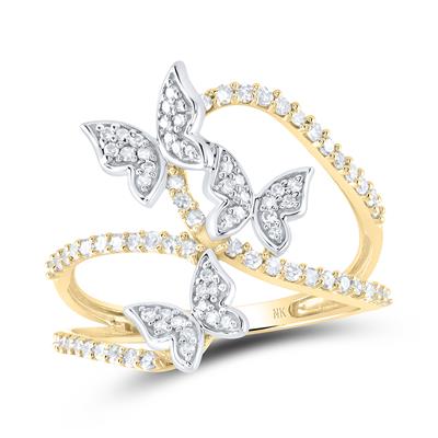 10K Yellow Gold Diamond Butterfly Ring 3/8 Ctw-Dia