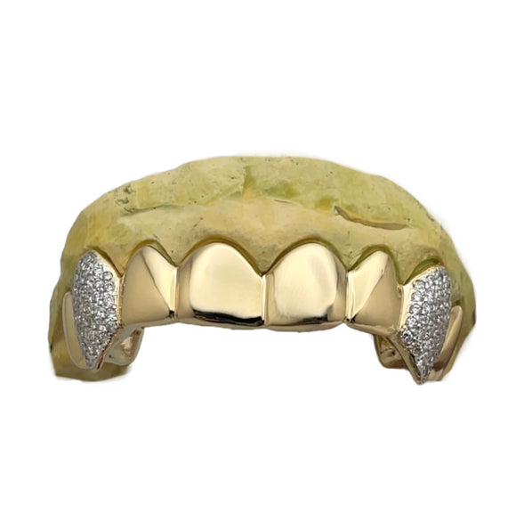 Polished grillz with Prong Set Diamond Vamp Fangs 8pc Top or Bottom ...