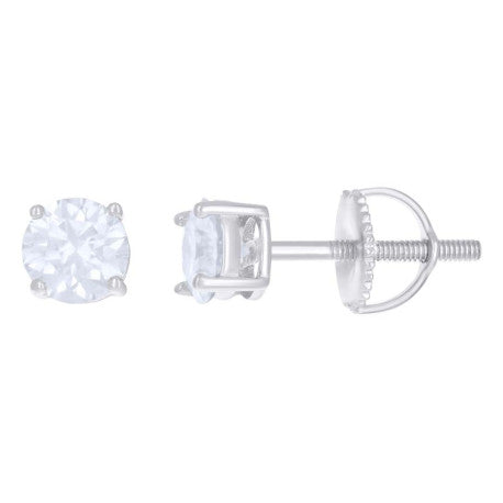 925 Sterling Silver Moissanite 5mm Stud Earrings with Screw Backs