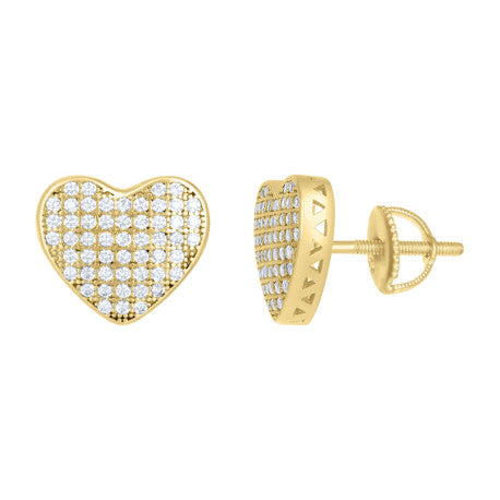 925 Sterling Silver Women's Yellow-tone 0.54ct Moissanite Heart Stud Earrings