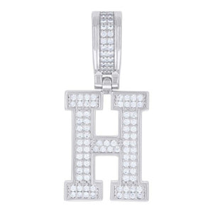 925 Sterling Silver Unisex 0.61ct Moissanite Initial Alphabet H Charm Pendant