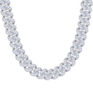 925 Sterling Silver Moissanite Cuban Chain 16mm 22 Inches