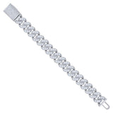 925 Sterling Silver Moissanite Cuban Chain Bracelet 16mm 8 Inches