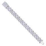 925 Sterling Silver Moissanite Cuban Chain Bracelet 18mm 9 Inches