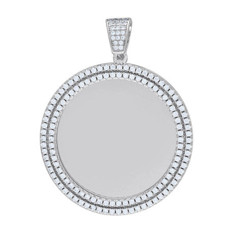 925 Sterling Silver Moissanite Circle Photo Pendant