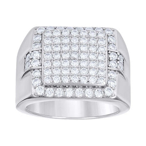 925 Sterling Silver Mens Moissanite Square Head Ring