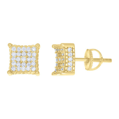 925 Sterling Silver Yellow-tone 0.78ct Moissanite Square Fashion Stud Earrings