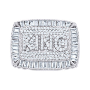 925 Sterling Silver Mens Round Baguette Moissanite "KING" Square Ring