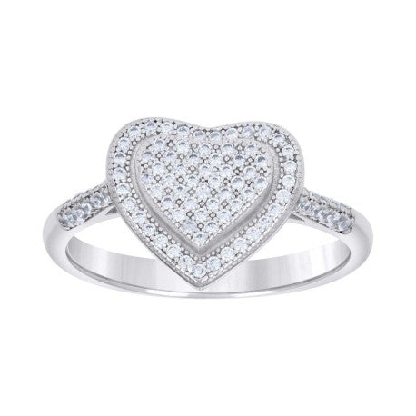 925 Sterling Silver ladies 0.49ct Moissanite Love Heart Ring