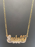 10k Gold Name Necklace with Figaro Chain