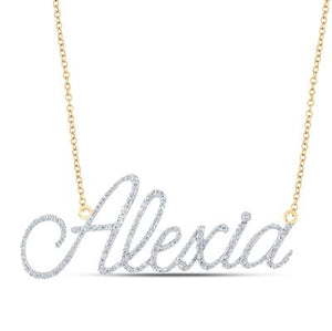 10K Yellow Gold Round Diamond Alexia Name Necklace 7/8 Cttw (18 Inch)