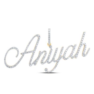 10K Yellow Gold Round Diamond Aniyah Name Pendant 7/8 Cttw