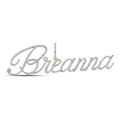 10K Yellow Gold Round Diamond Breanna Name Pendant 1-1/5 Cttw