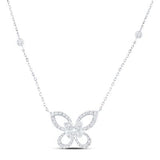 10K Gold Butterfly Necklace 1/3Ctw Dia White
