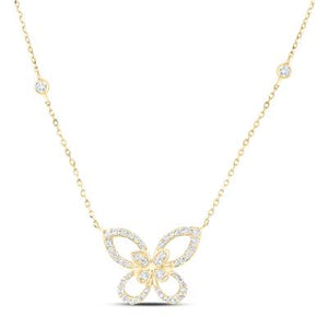 10K Gold Butterfly Necklace 1/3Ctw Dia Yellow