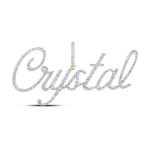 10K Yellow Gold Round Diamond Crystal Name Pendant 1 Cttw