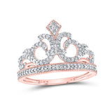 10K Gold Diamond Fleur Crown Tiara Ring 1/5Cttw