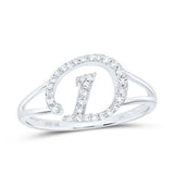 10K Gold Ladies Initial D Ring 1/6Ctw-Dia White