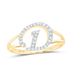 10K Gold Ladies Initial D Ring 1/6Ctw-Dia Yellow